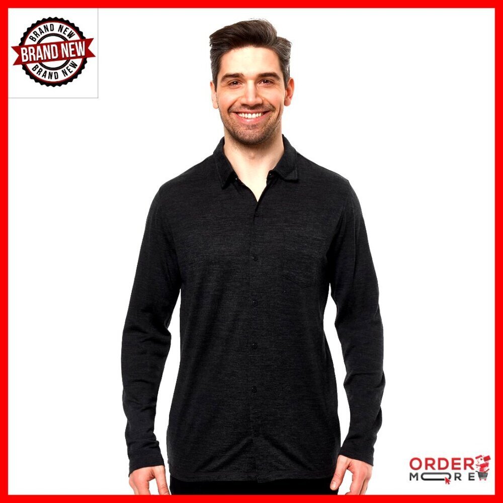 Men's Merino Wool Button Down Shirt Long Sleeve Lightweight Breathable